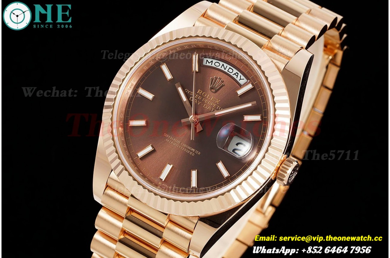 DayDate 228235 40mm Pres RG/RG Brown/Stk ARF VR3255