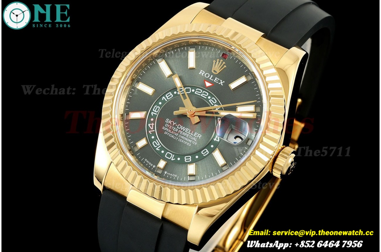 SkyDweller 336238 42mm YG/RU Green Dial ZF A2824(Tungsten Heavy Version)