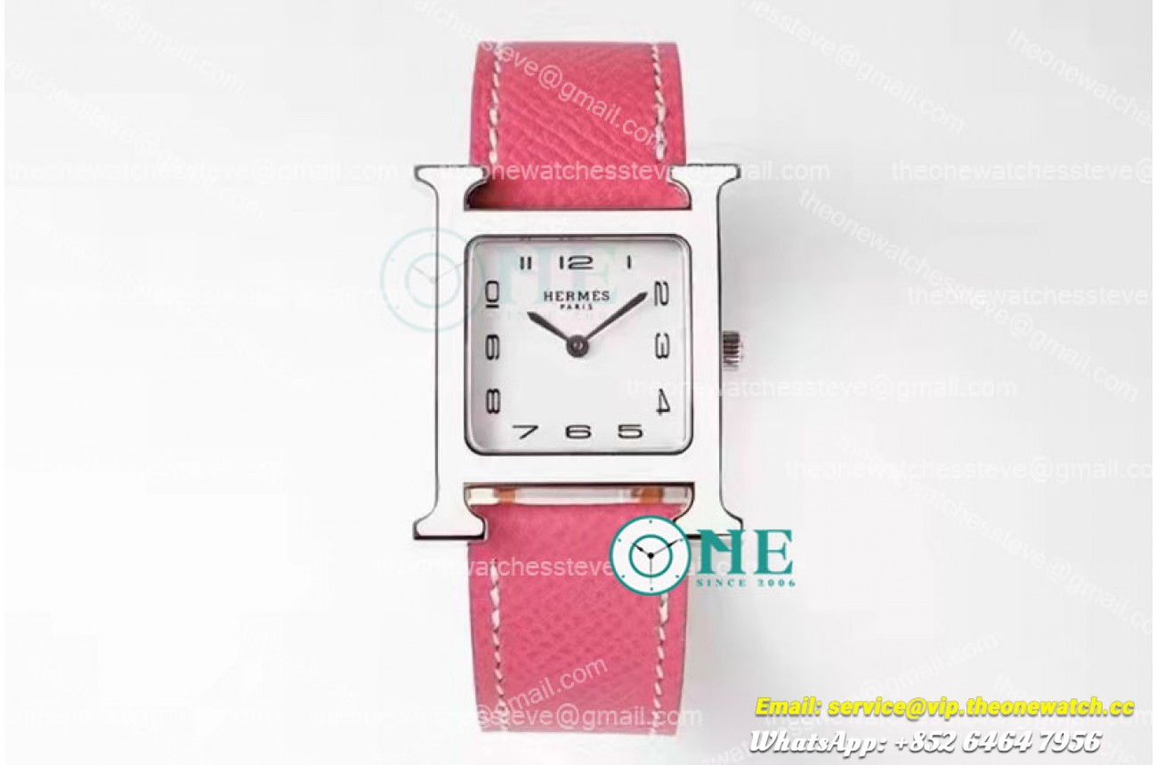 Hermes - Heure H SS/LE White/Num Light Pink Lacquered BVF Swiss Quartz