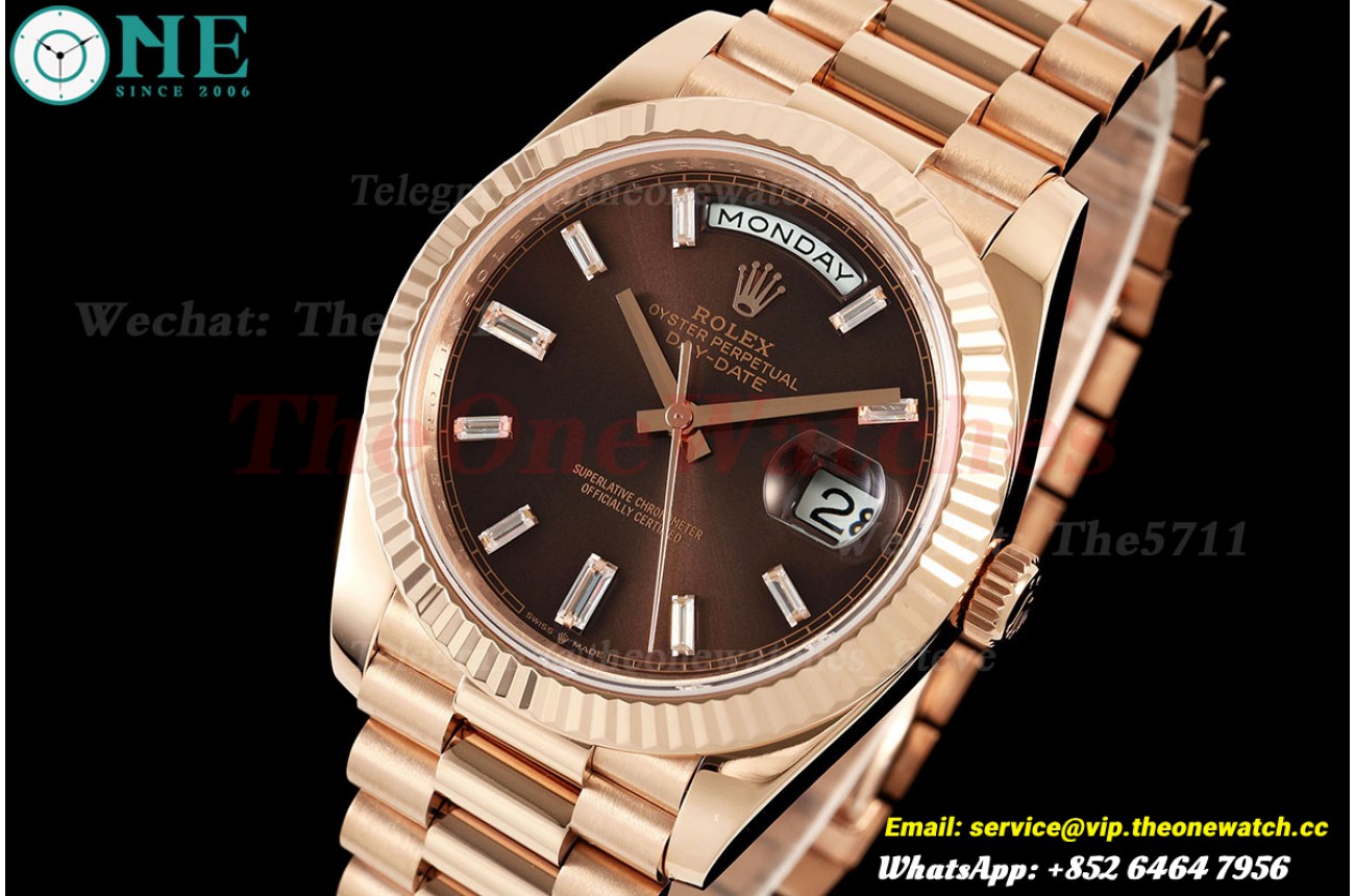 DayDate 228235 40mm RG/RG Brown/Dia QF V8 SH3255 (Weighted Approx.190g)