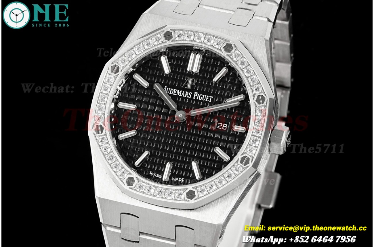 Royal Oak Ladies 67651 33mm Dia SS/SS Black ZF Swiss Qtz