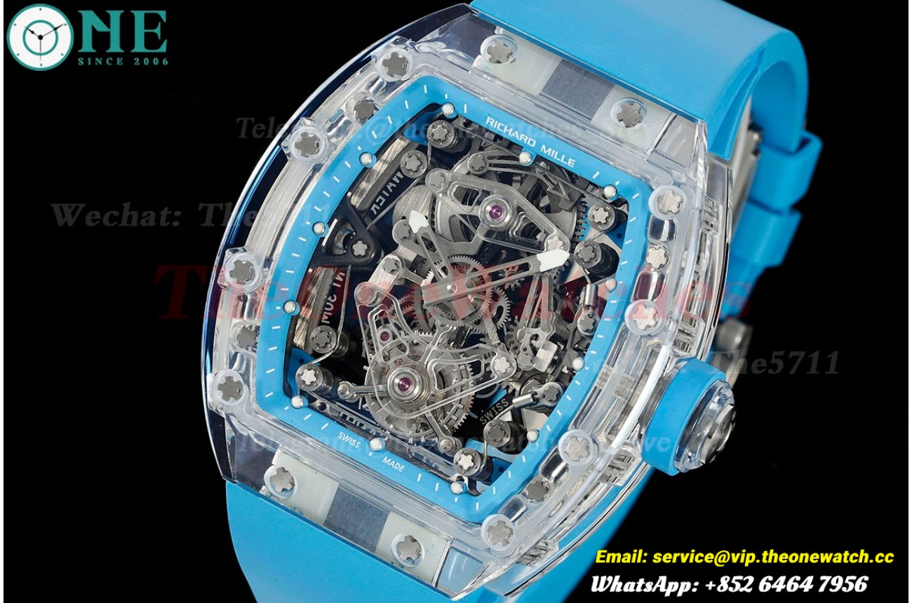 RM56-02 44mm Skeleton Dial on Blue Rubber Strap RMF Tourb