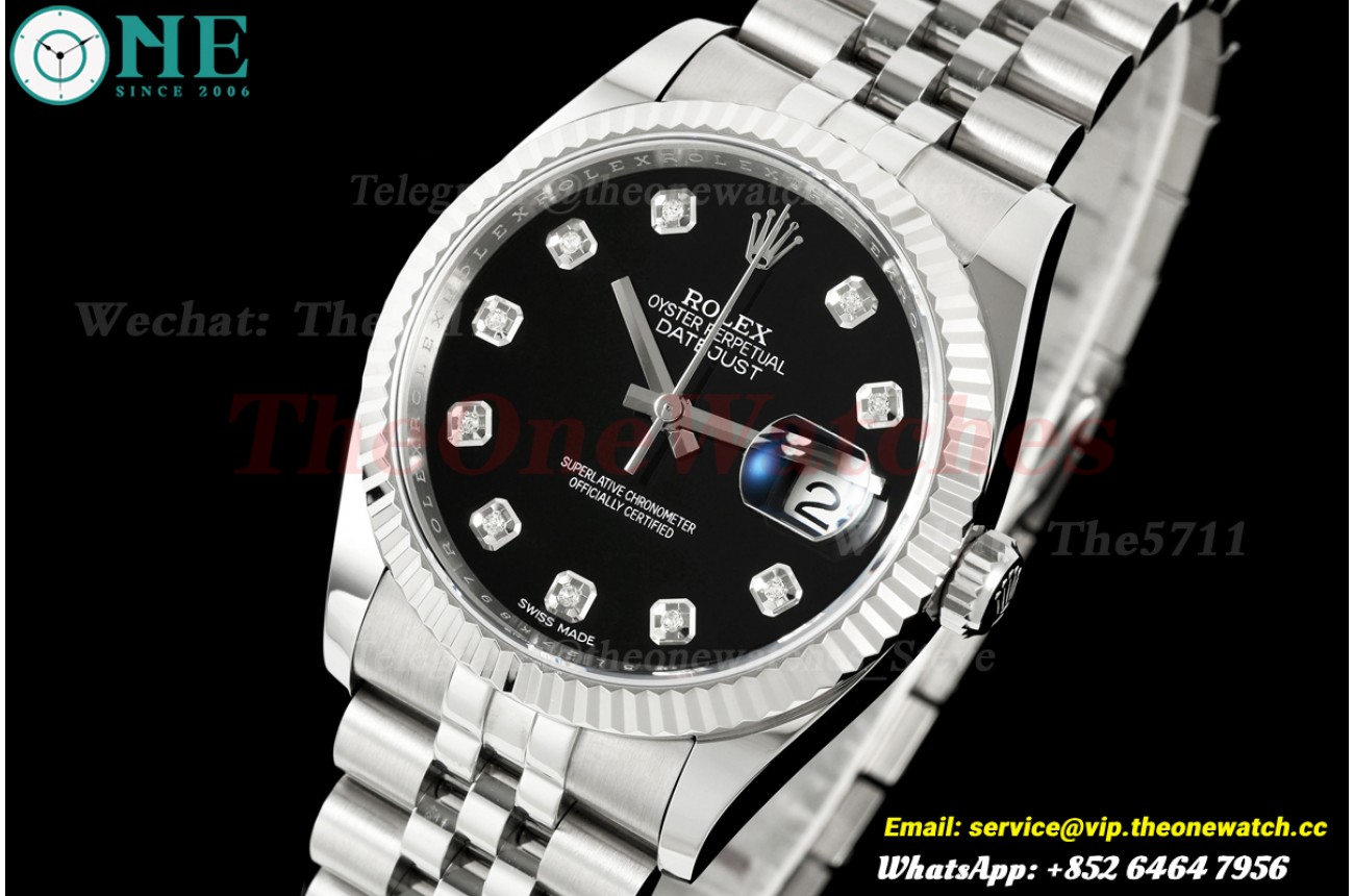 Datejust 116234 36mm Jub SS/SS Black/Dia JRF VR3135