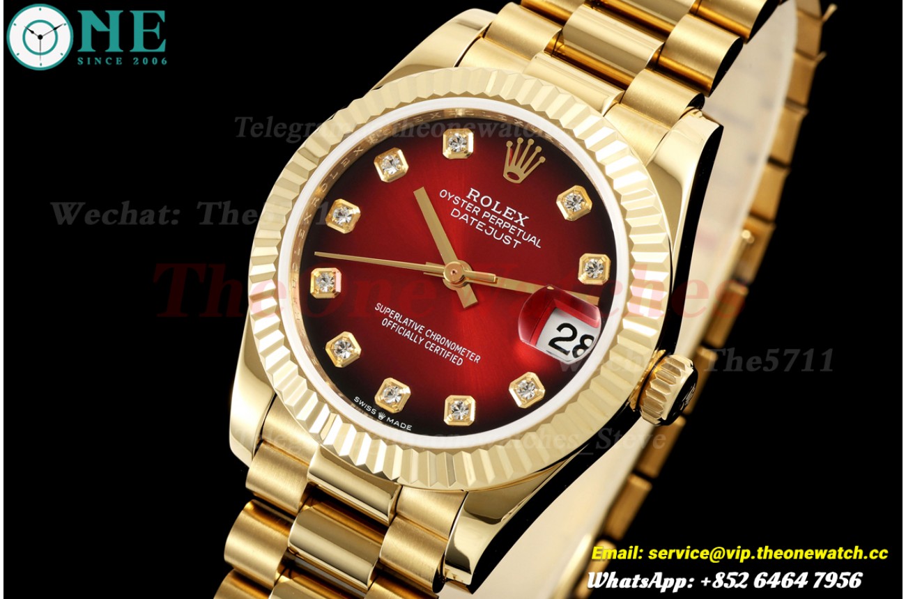 Datejust 278278 31mm Pre YG/YG Red/Dia GMF A2824