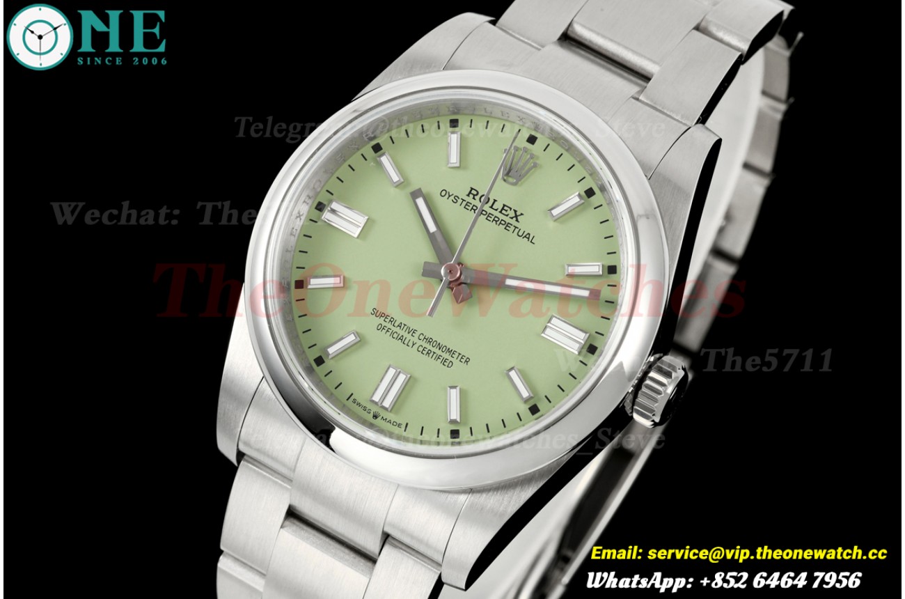 Oyster Perpetual 126000 36mm SS/SS Pistachio Dial QF JH3230 (Free Sprung)