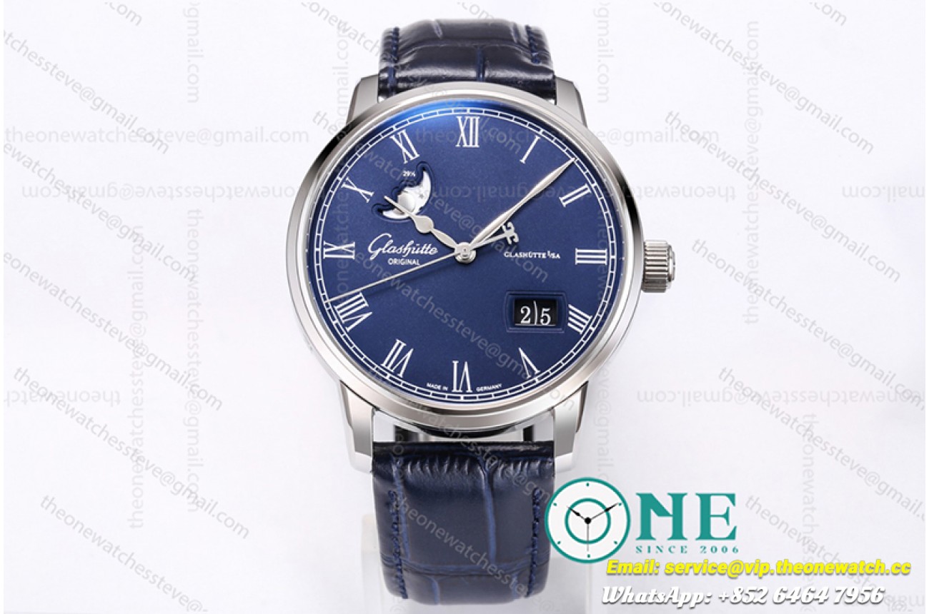 Glashutte - Excellence Panorama Date Moonphase SS/LE Blue V9F A2824