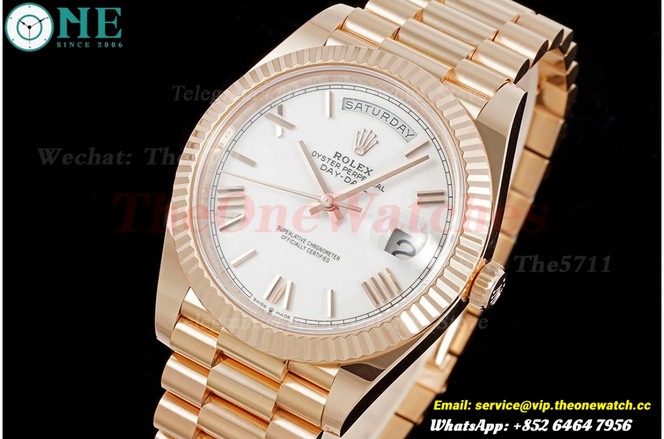 DayDate 228235 40mm Pres RG/RG White/Rmn ARF VR3255