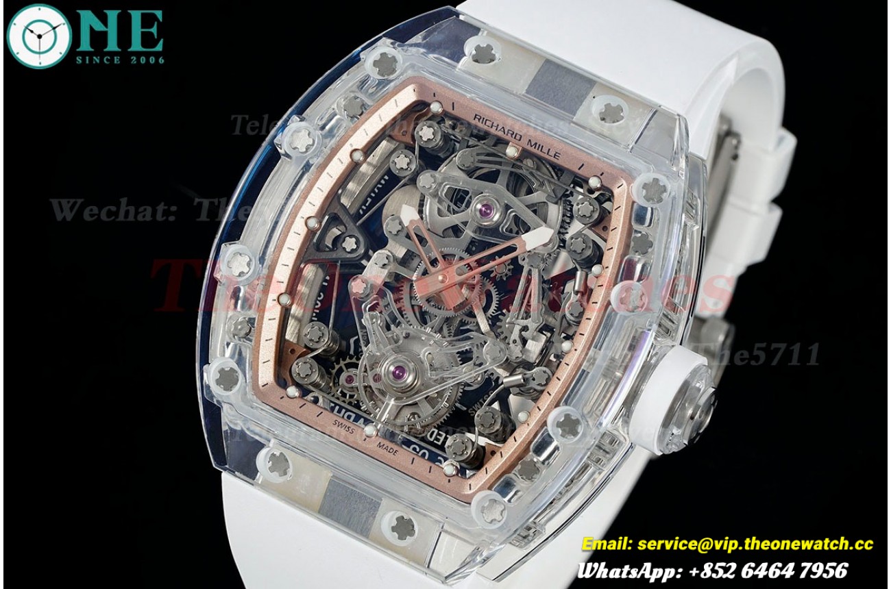 RM56-02 44mm RG Skeleton Dial on White Rubber Strap RMF Tourb