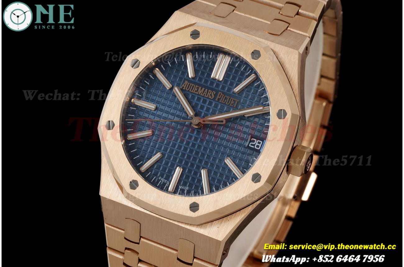 Royal Oak 15510 41mm RG/RG Blue/Stk JF SA4302