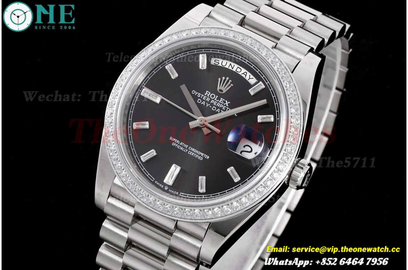 DayDate 228349 40mm Pres SS/SS Black/Dia GSF A3255 (Tungsten Heavy Version)