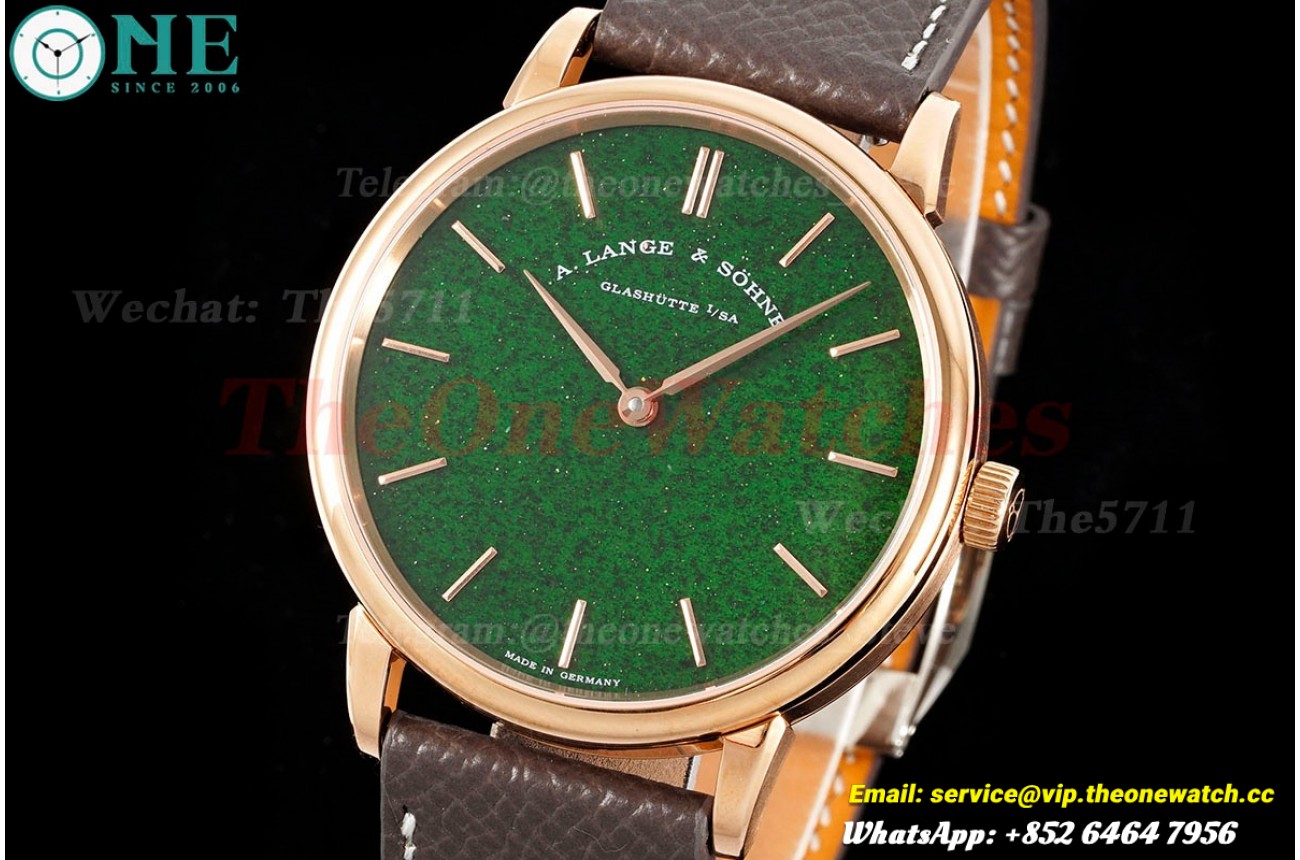 Saxonia Thin 39mm RG/LE Green Dial F8F A2892