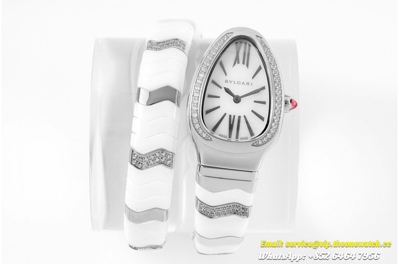 Serpenti Spiga 35mm Dia SS/Cer White Dial BVF Swiss Qtz