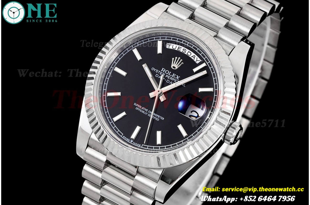 DayDate 228239 40mm Pres SS/SS Black/Stk GSF A3255 (Tungsten Heavy Version)