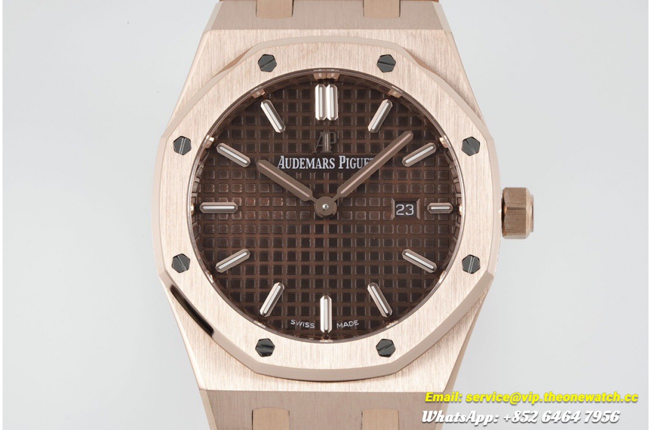 Royal Oak Ladies 67650 33mm RG/RG Brown ZF Swiss Qtz