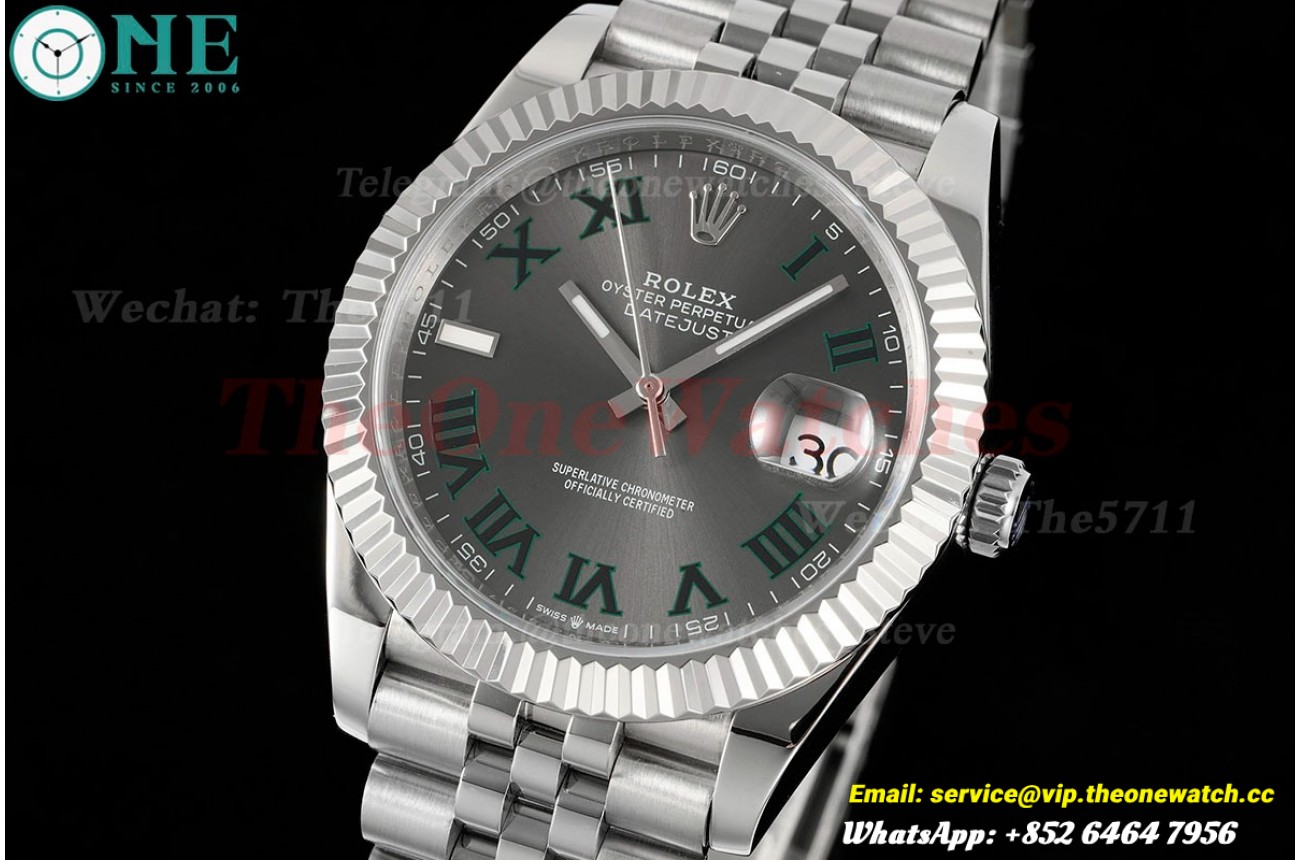 Datejust 41mm Grey/Rmn SS/SS Jubilee 904L DIW A3235