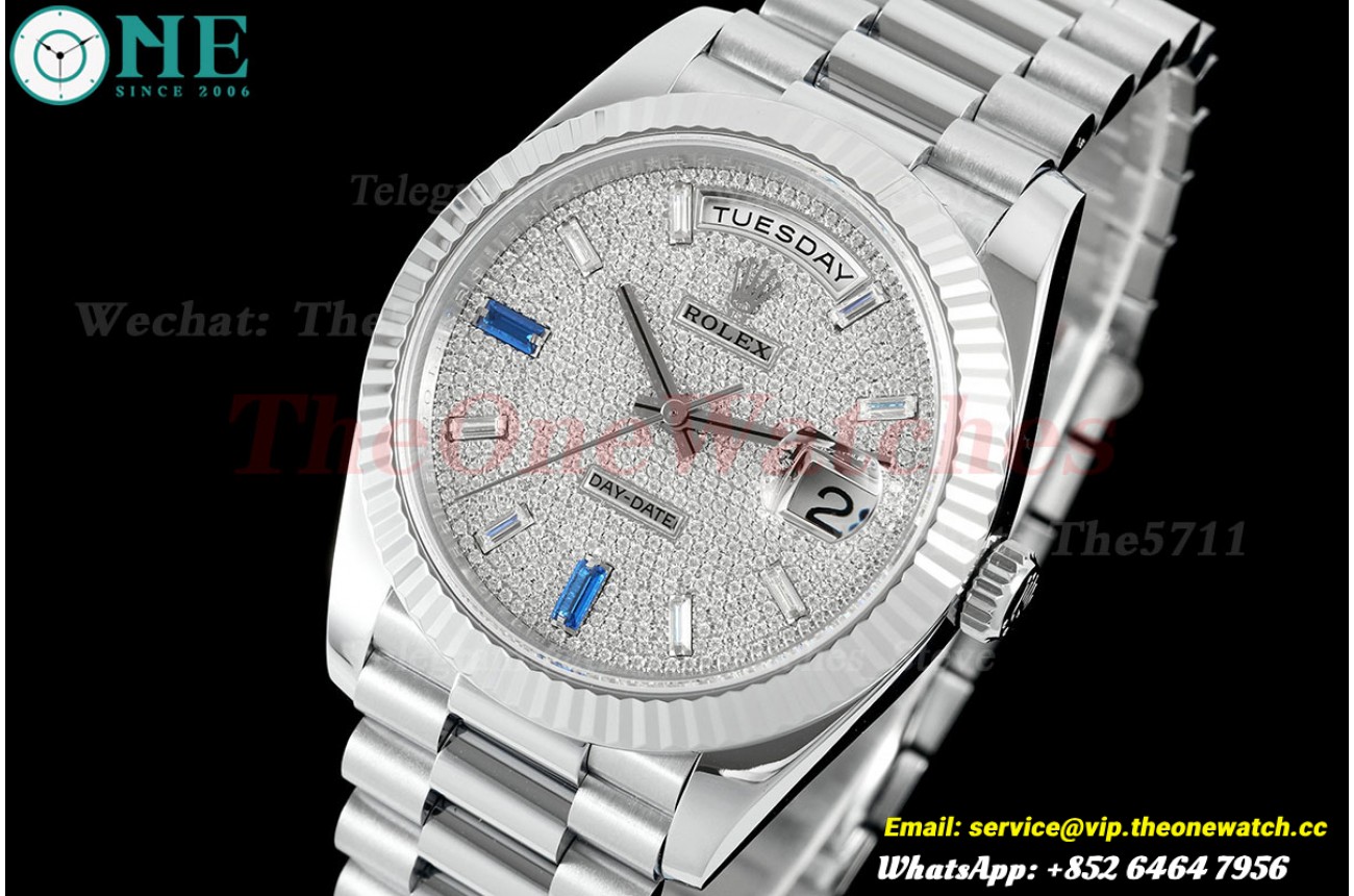DayDate 228349 40mm Dia SS/SS Diamond Dial QF V8 SH3255 (Weighted Approx.190g)