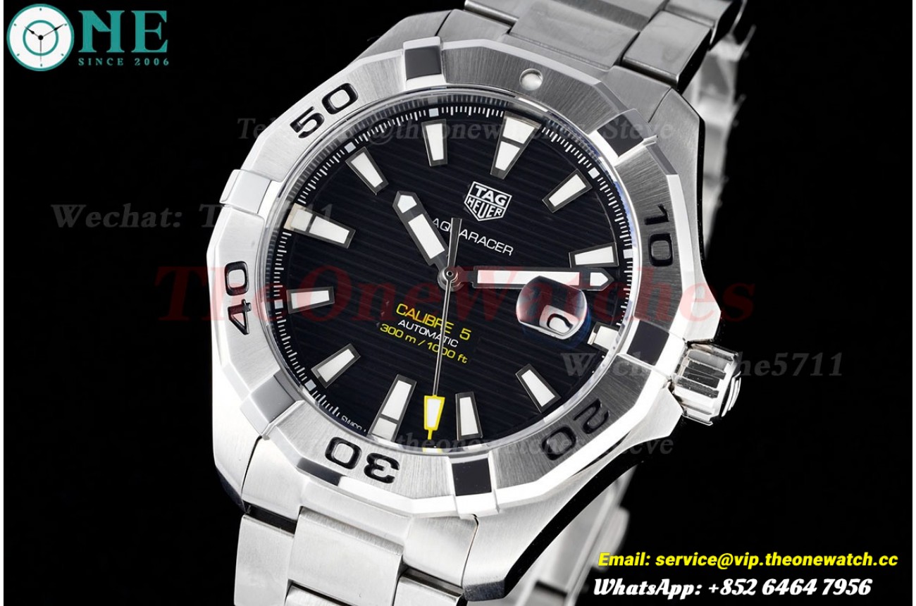 Aquaracer Caliber 5 43mm SS/SS Black Textured TARF SW200