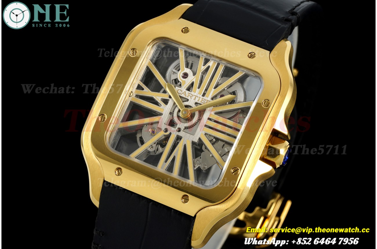 Santos De Cartier 40mm YG/LE YG Skeleton Dial RICHF V2 9611MC Surer Clone