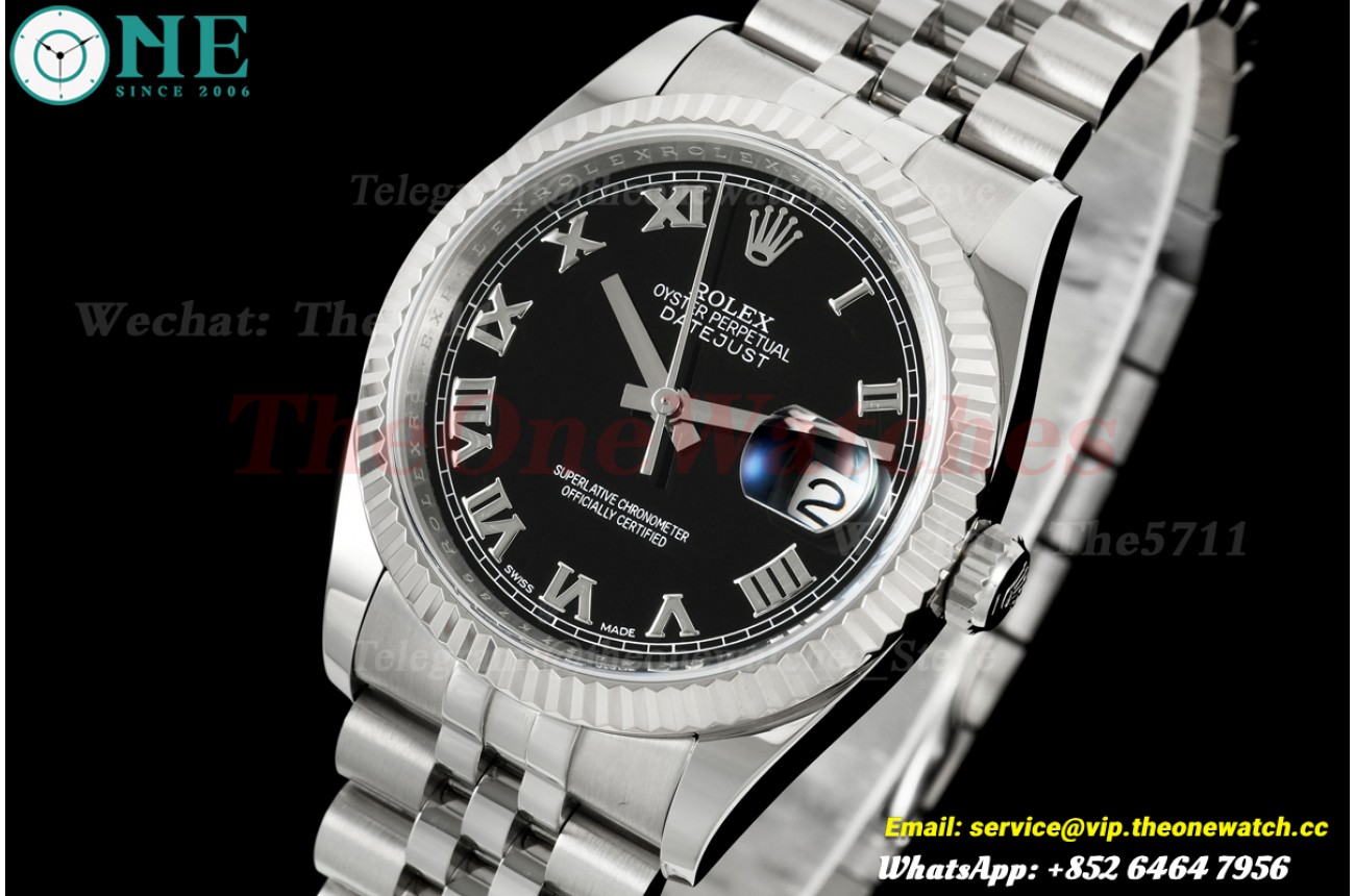 Datejust 116234 36mm Jub SS/SS Black/Rmn Dial JRF VR3135