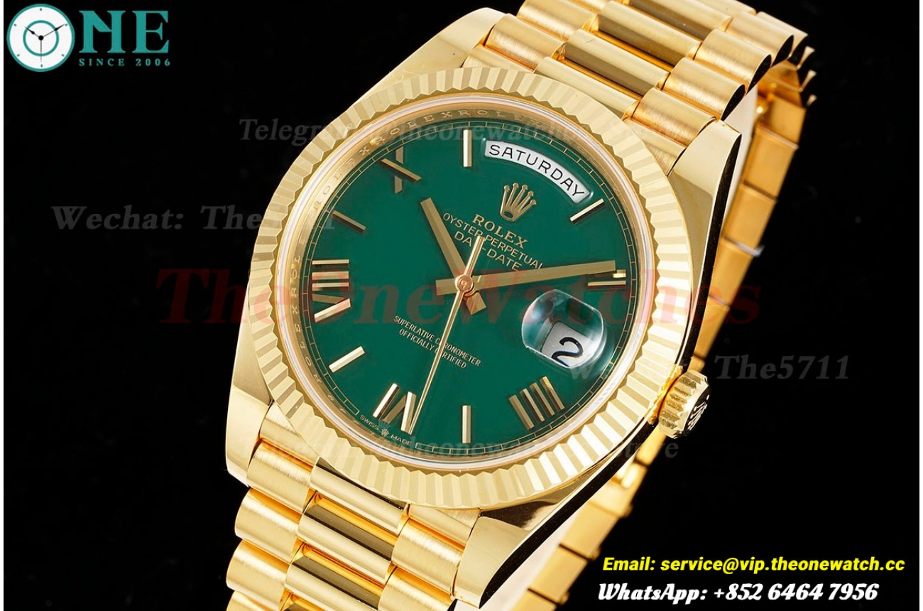 DayDate 228238 40mm Pres YG/YG Green/Rmn ARF VR3255