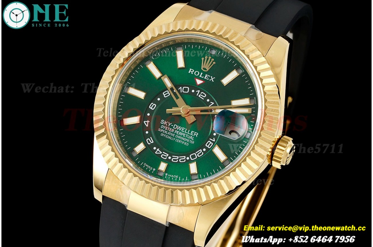 SkyDweller 336238 42mm Oys YG/RU Green Dial FNF A9002