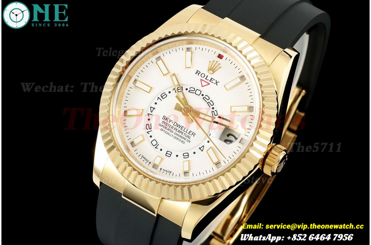 SkyDweller 336238 42mm Oys YG/RU White/Stk FNF A9002