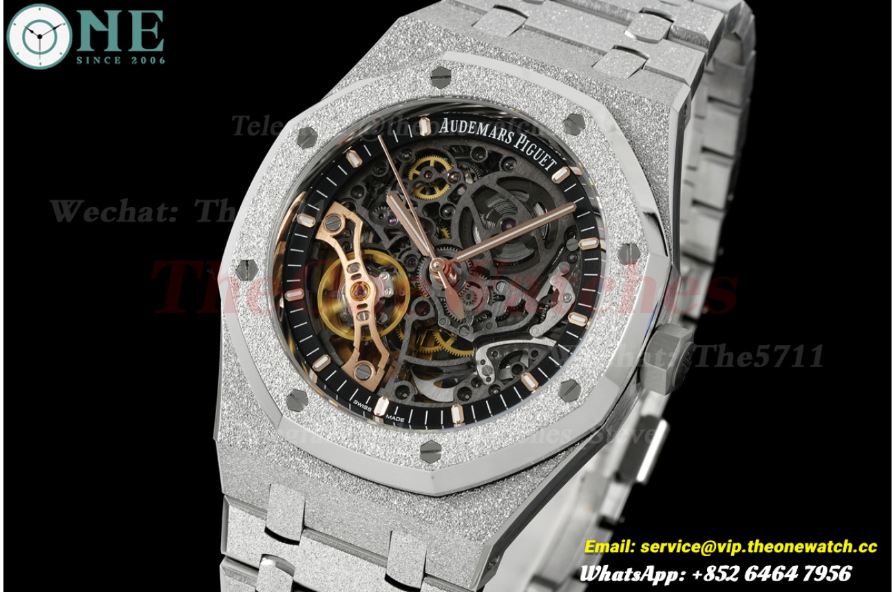 Royal Oak 15407BC Frosted 41mm SS/SS Skeleton Dial THBF V3 SH3132 (Free Sprung)