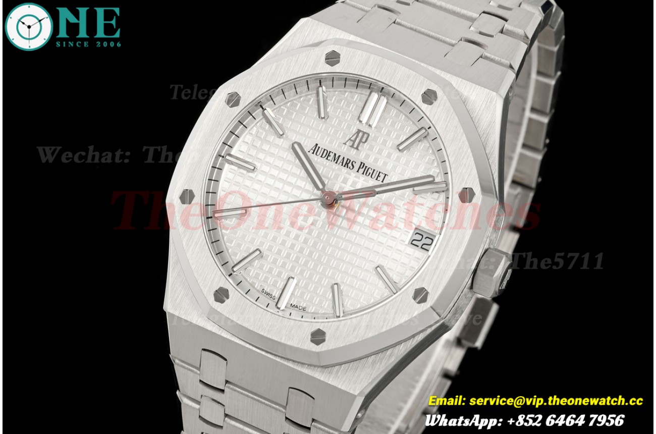 Royal Oak 41mm 15500 SS/SS White/Stk ZF SA4302 Super Clone (Free Sprung)