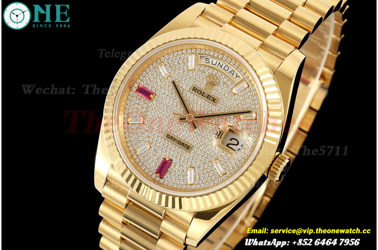 DayDate 228348 40mm Dia YG/YG Diamond Dial QF V8 VR3255 (Weighted Approx.190g)
