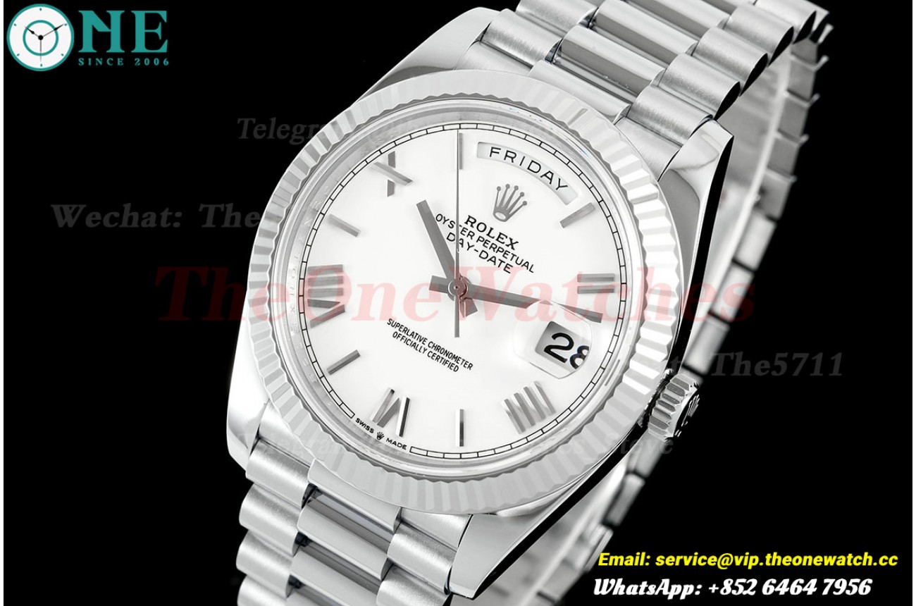 DayDate 228239 40mm SS/SS White/Rmn QF V8 SH3255 (Weighted Approx.190g)