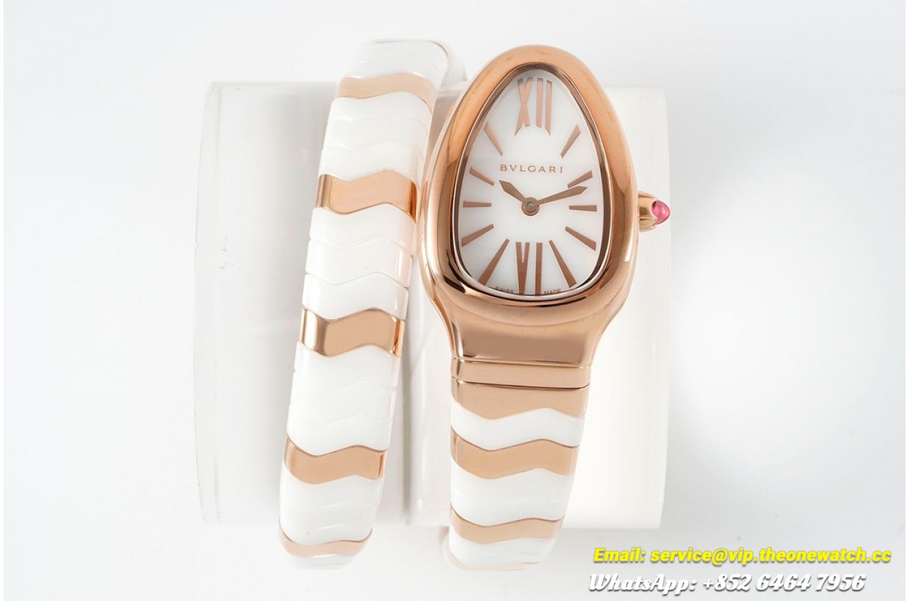 Serpenti Spiga 35mm Wht RG/Cer White Dial BVF Swiss Qtz