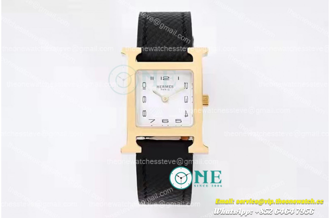 Hermes - Heure H RG/LE White/Num Black BVF Swiss Quartz