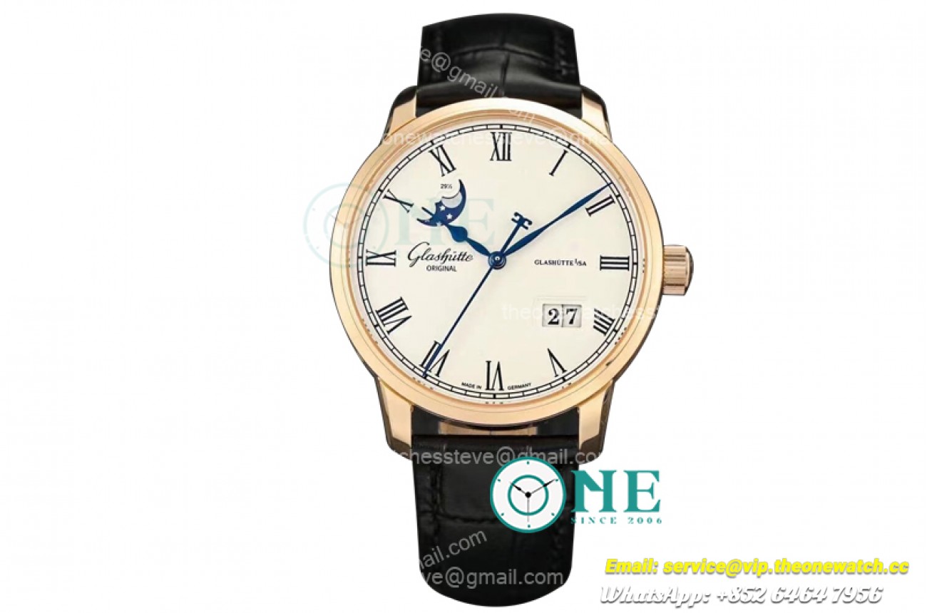 Glashutte - Excellence Panorama Date Moonphase RG/LE Wht GLF 9015