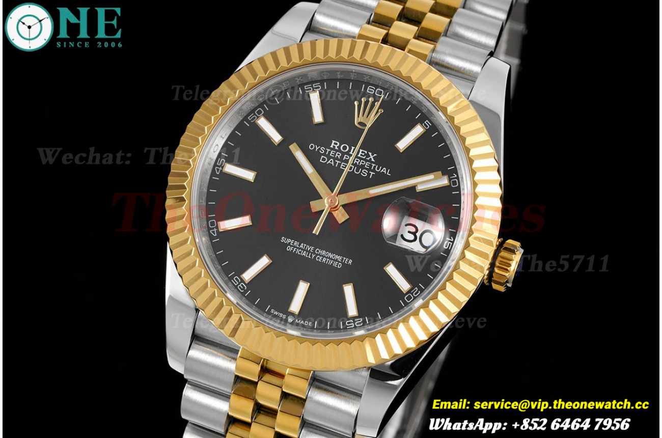 Datejust 41mm Black/Stk SS/YG Jubilee 904L DIW A3235
