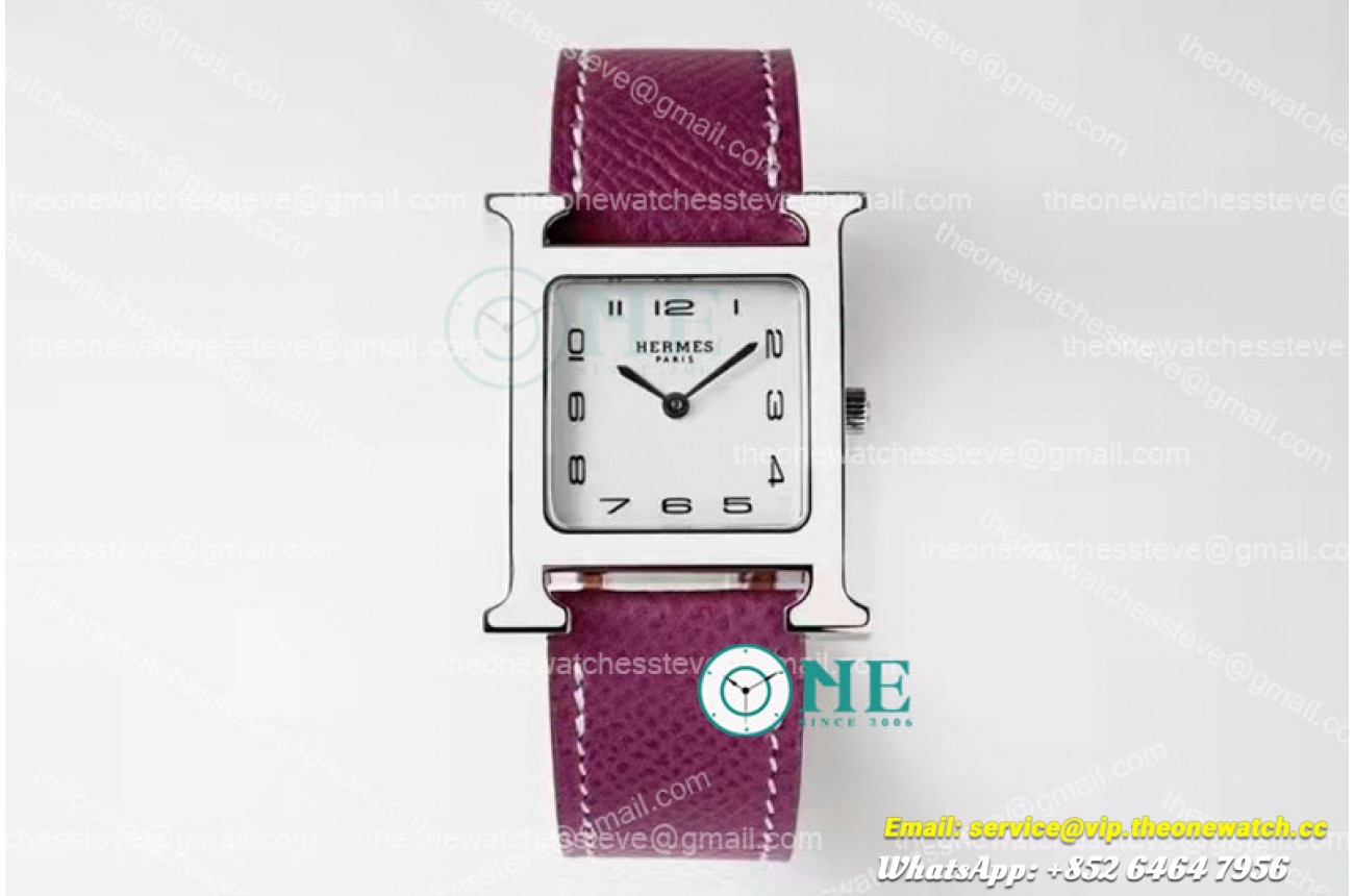 Hermes - Heure H SS/LE White/Num Purple Lacquered BVF Swiss Quartz