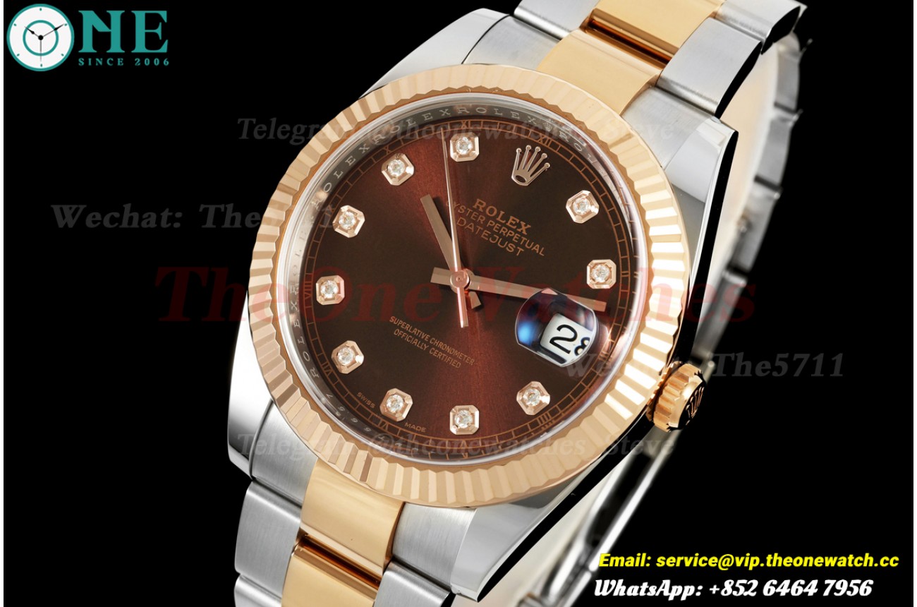 Datejust 126331 41mm Oys SS/RG Brown/Dia WDF JH3235 (Free Sprung)