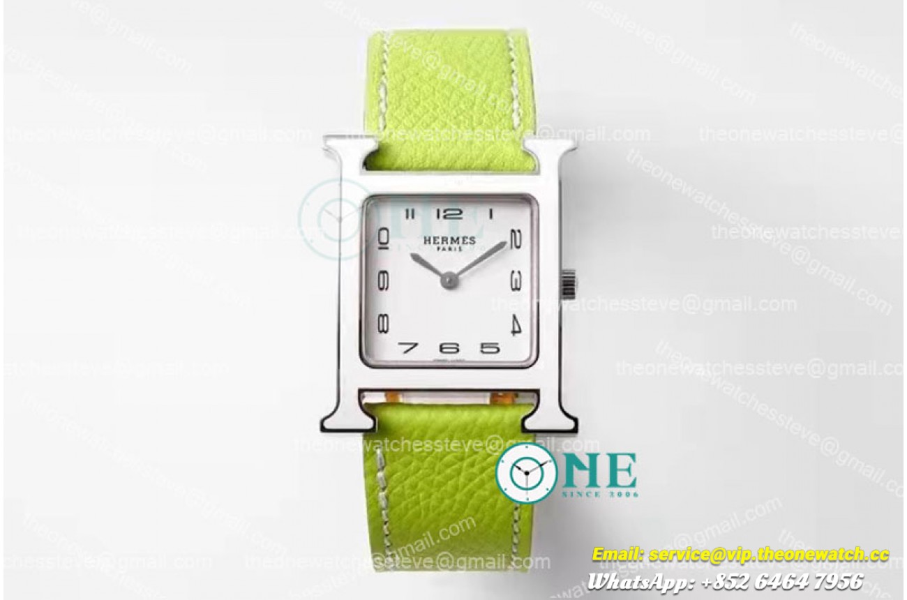Hermes - Heure H SS/LE White/Num Green Lacquered BVF Swiss Quartz
