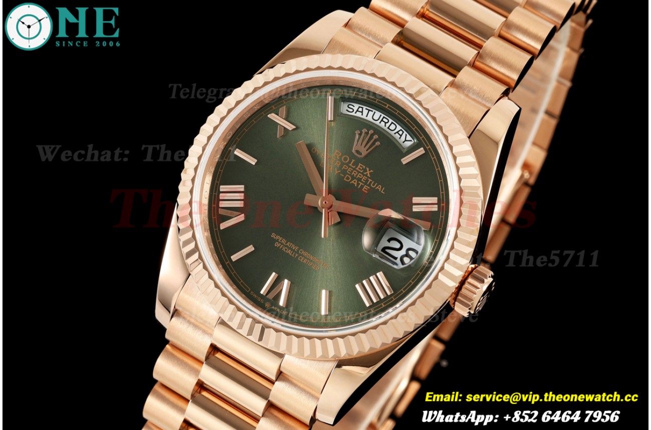 DayDate 128236 36mm RG/RG Green/Rmn QF V2 A2836(Weighted Approx.155g)
