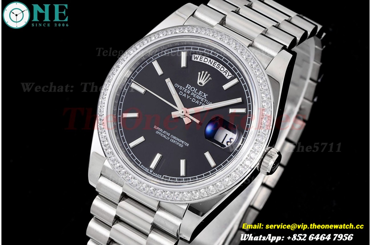DayDate 228349 40mm Pres SS/SS Black/Stk GSF A3255 (Tungsten Heavy Version)