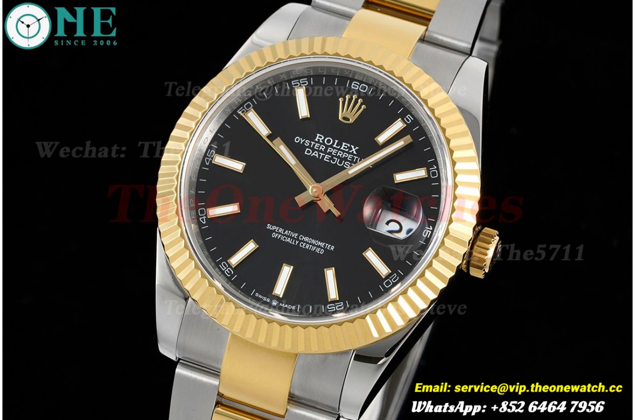 Datejust 126333 41MM Oyster 904L Black/Stk YG/SS GMF VR3235