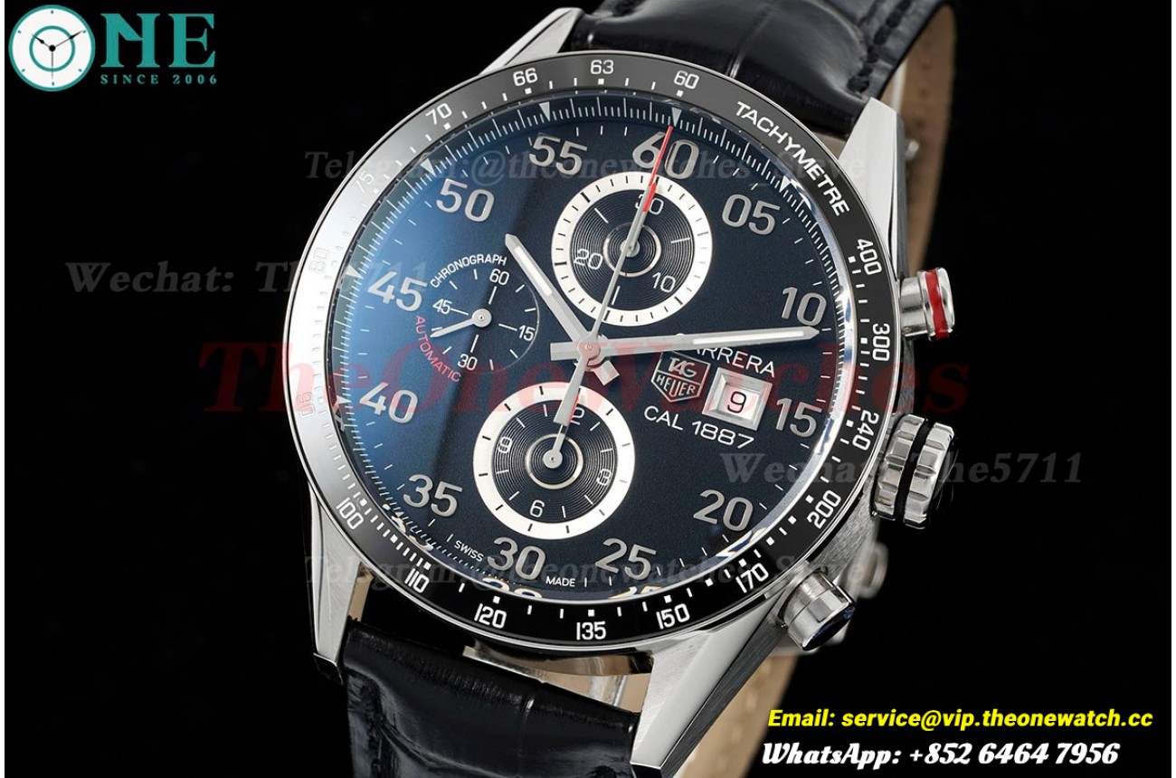 Carrera Heuer 43mm SS/LE Black/Num V6F A1887