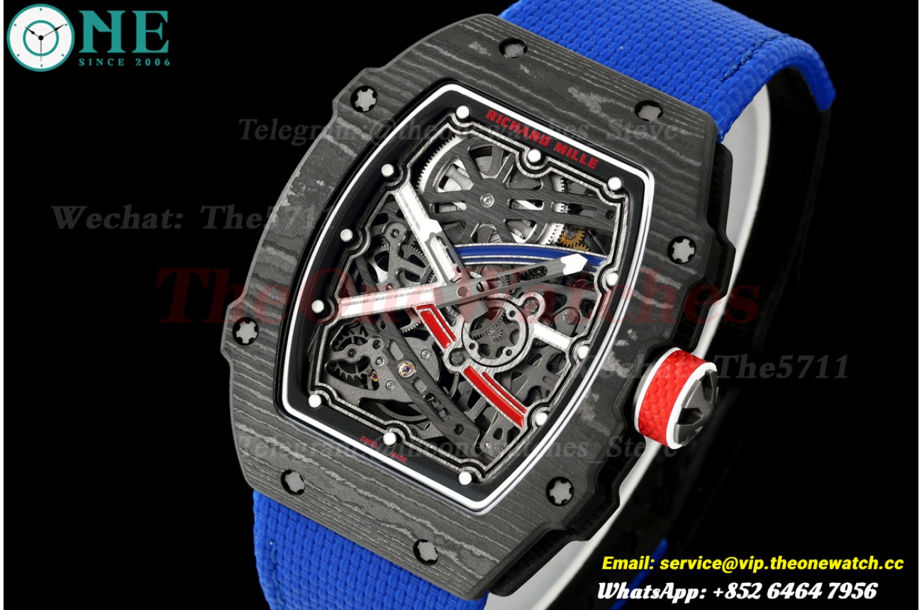 RM67-02 Black NTPT Skeleton Dial on Blue Elastic Strap RICH CRMA7 Super Clone
