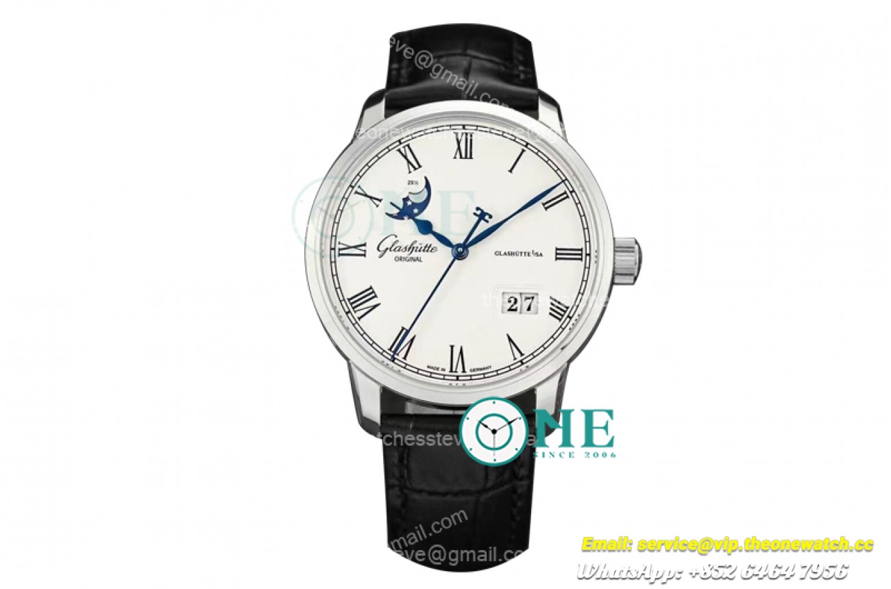 Glashutte - Excellence Panorama Date Moonphase SS/LE Wht GLF NH35A