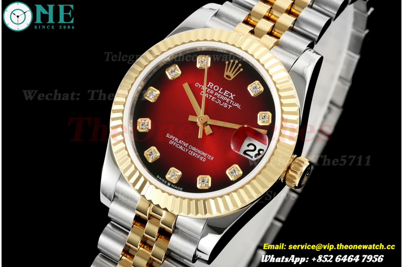 Datejust 278273 31mm Jub SS/YG Red/Dia GMF A2824