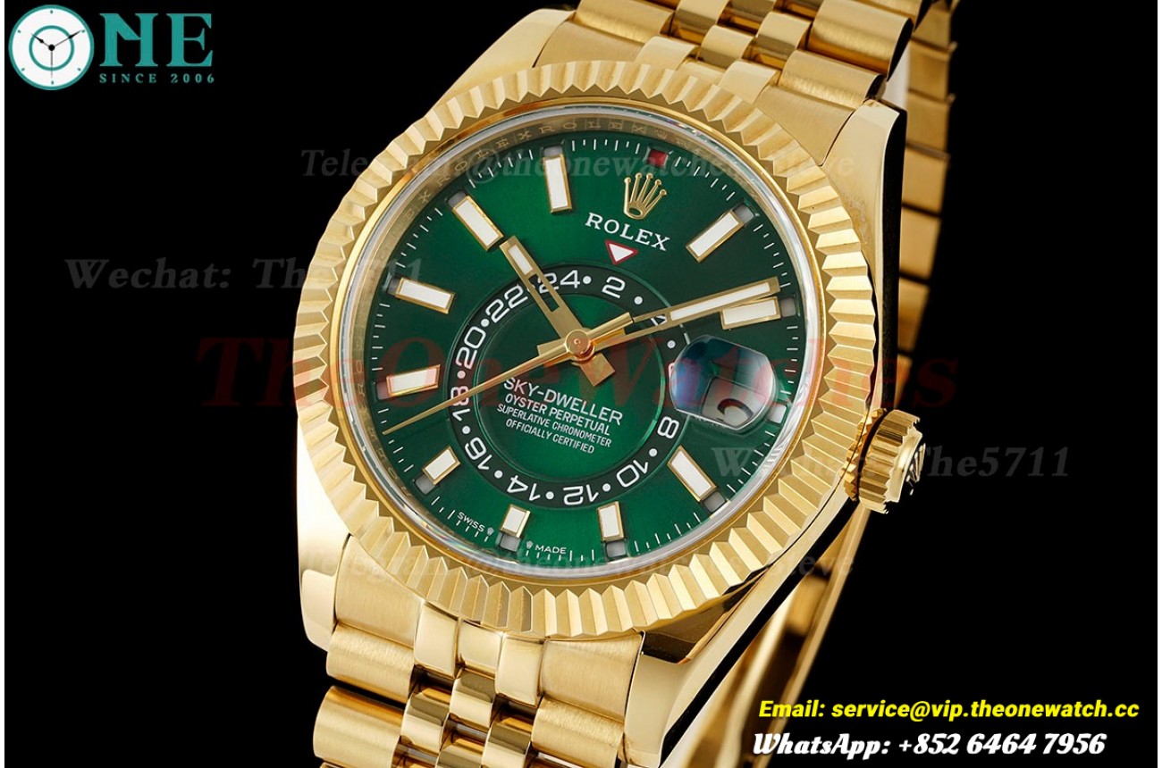 SkyDweller 336938 42mm Jub YG/YG Green Dial FNF A9002