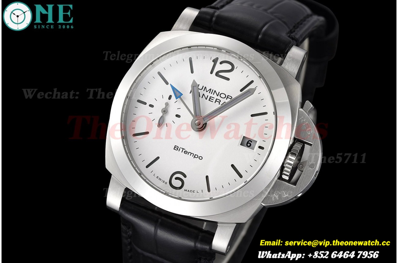 Luminor PAM1367 Bitempo GMT 40mm SS/LE White Dial VSF P900