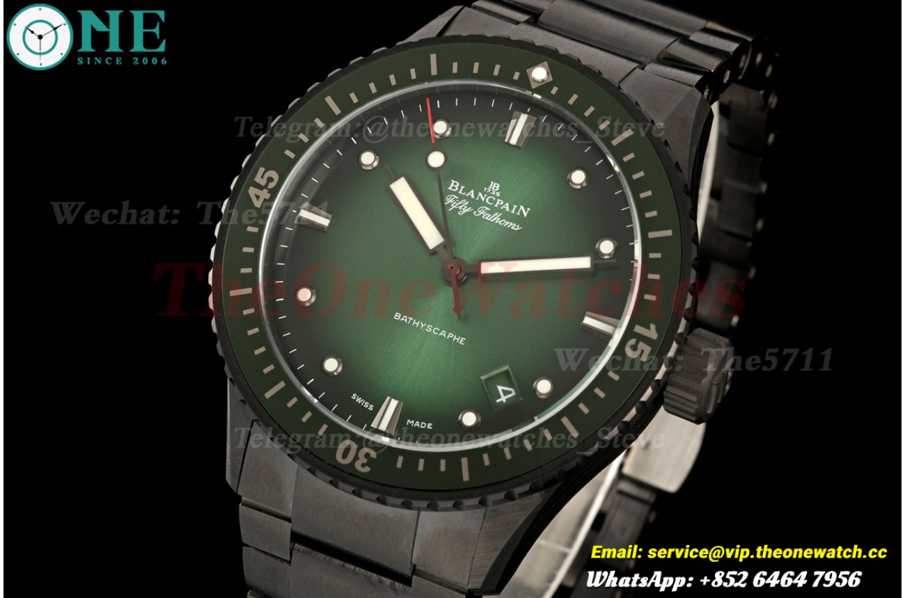 Fifty Fathoms 5054 43.6mm Cer/Cer Green Dial DDDF A1315