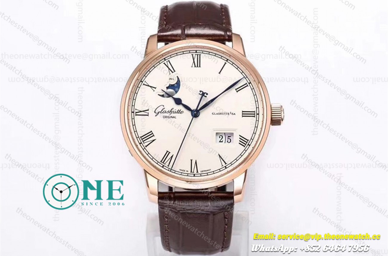Glashutte - Excellence Panorama Date Moonphase RG/LE Wht V9F NH35A