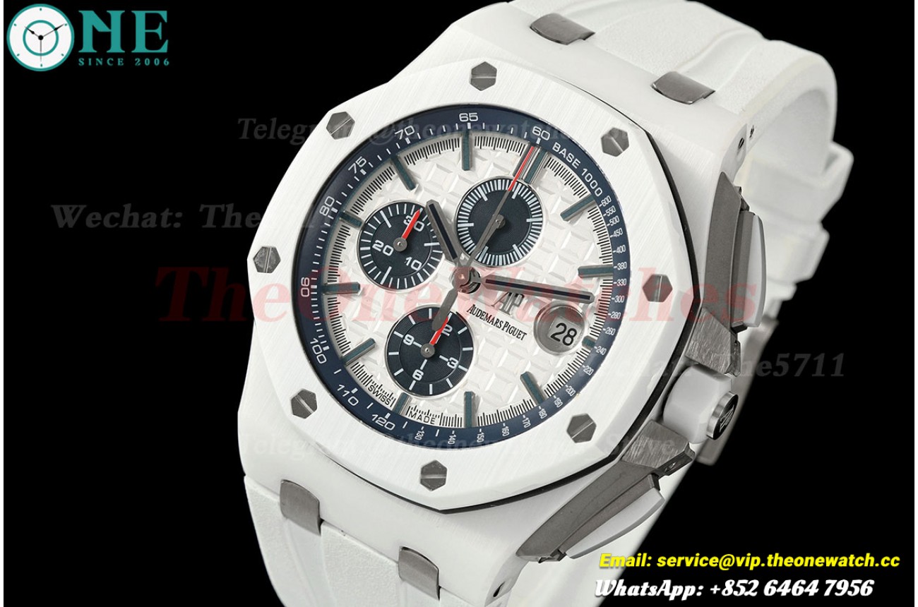 Royal Oak Offshore 26402CB 44mm White Ceramic/RU White Dial JF A3126