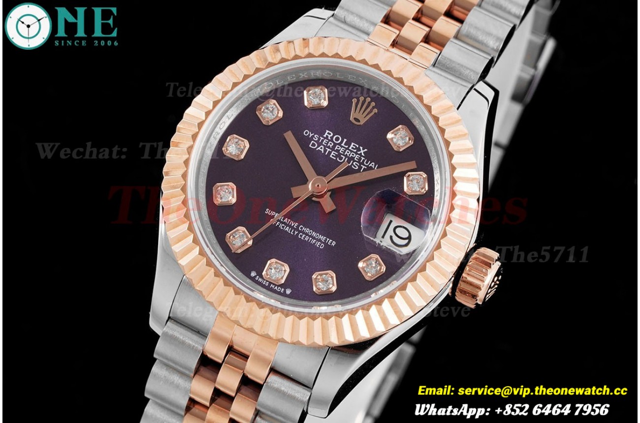 Datejust Ladies 28mm RG/SS Purple Dial TWS NH05